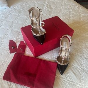 Valentino Rockstud 100mm Slingback High-Heel Pumps authentic